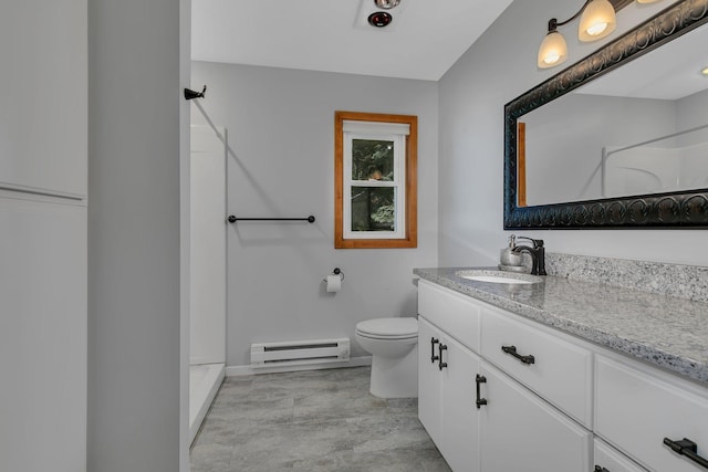 11965 State Highway 15, Kimball, MN 55353 - bathroom featuring a baseboard radiator, vanity, and a shower
