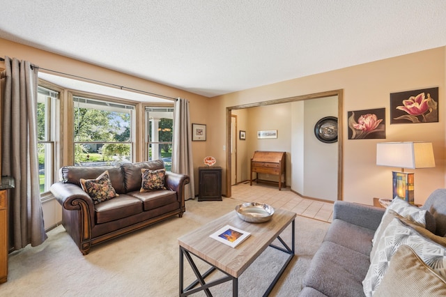 901 Grandview Dr, Hudson, WI 54016 - living area featuring a textured ceiling and light colored carpet