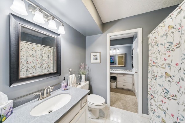 901 Grandview Dr, Hudson, WI 54016 - bathroom featuring marble finish floors, vanity, and a shower with shower curtain