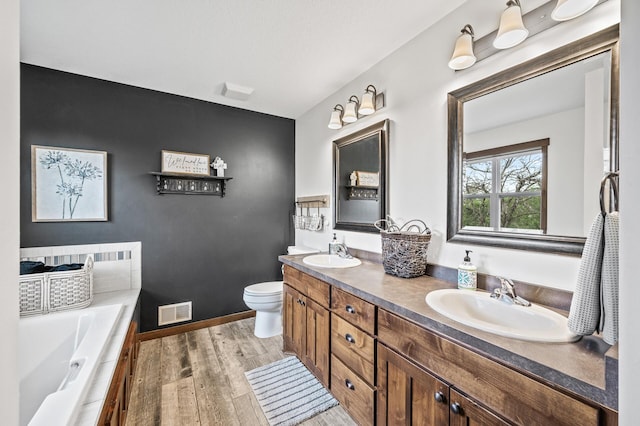 1799 158th Ln NW, Andover, MN 55304 - bathroom featuring double vanity, wood finished floors, and a bath