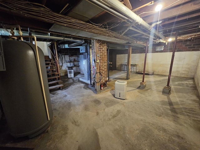 15596 464th St, Hewitt, MN 56453 - unfinished below grade area with stairs and oil tank