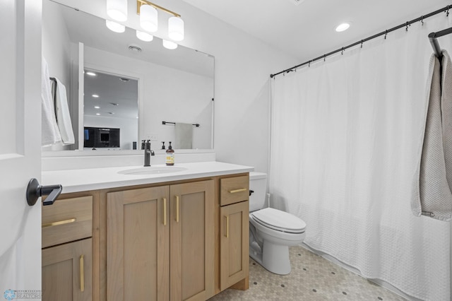 10128 Concord Dr, Horace, ND 58047 - bathroom featuring vanity, recessed lighting, and tile patterned floors