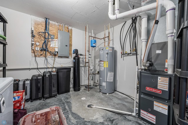 10128 Concord Dr, Horace, ND 58047 - utility room featuring electric panel, electric water heater, and heating unit