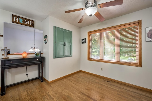19161 Zane St NW, Elk River, MN 55330 - unfurnished room featuring wood finished floors, a ceiling fan, and a textured ceiling