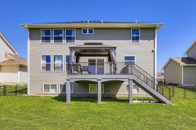 11887 73rd St NE, Otsego, MN 55301 - back of house with a gazebo, a fenced backyard, stairway, and a deck