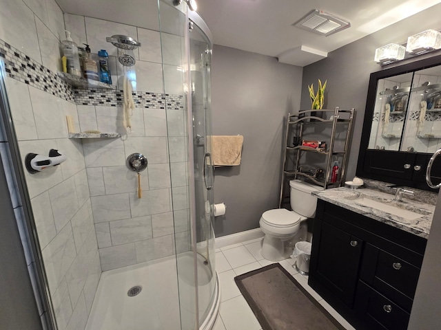 2108 74th Ave N, Brooklyn Park, MN 55444 - full bath with a stall shower, vanity, and tile patterned floors
