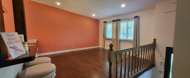 2108 74th Ave N, Brooklyn Park, MN 55444 - sitting room with an upstairs landing, wood finished floors, and recessed lighting