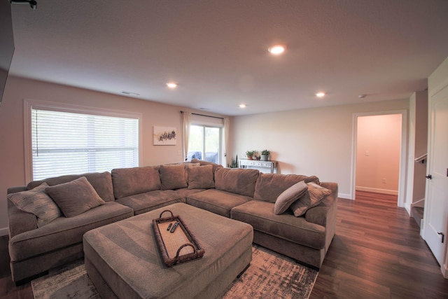 1267 Naser Way, New Richmond, WI 54017 - living room featuring dark wood-style floors and recessed lighting