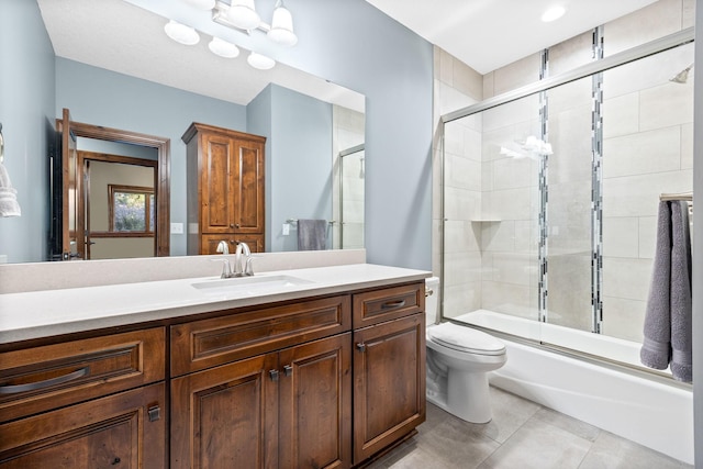 1899 White Oak Dr, Chaska, MN 55318 - full bath with vanity, enclosed tub / shower combo, and tile patterned floors
