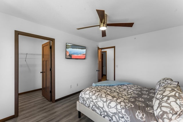 12910 Brenly Way, Rogers, MN 55374 - bedroom featuring wood finished floors, a closet, a spacious closet, and ceiling fan