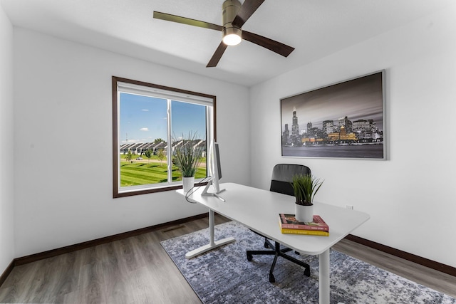 12910 Brenly Way, Rogers, MN 55374 - home office with ceiling fan and wood finished floors