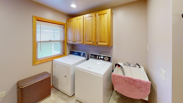 1314 Dunham St, Albert Lea, MN 56007 - laundry area featuring cabinet space, independent washer and dryer, and recessed lighting