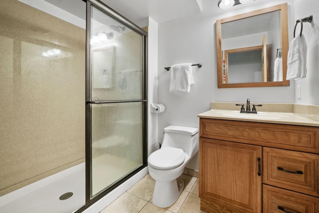 2418 Thrush St, Shakopee, MN 55379 - bathroom featuring tile patterned flooring, vanity, and a stall shower