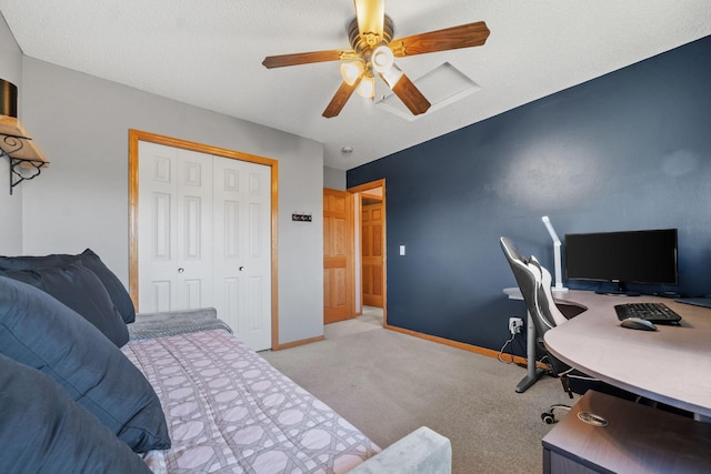 2418 Thrush St, Shakopee, MN 55379 - bedroom featuring an office area, a closet, carpet, and a ceiling fan