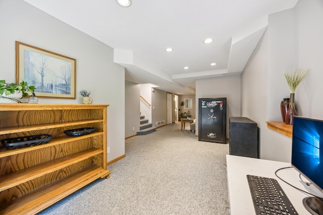 11810 191 1/2 Ave NW, Elk River, MN 55330 - living area with carpet flooring, recessed lighting, and stairs