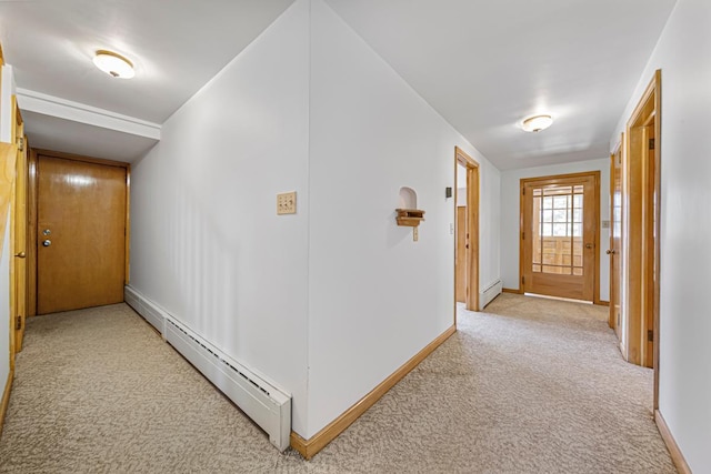 440 6th St, Lafayette, MN 56054 - hall featuring light colored carpet and baseboard heating