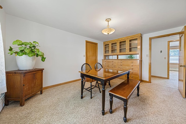 440 6th St, Lafayette, MN 56054 - dining space with light colored carpet and a baseboard radiator