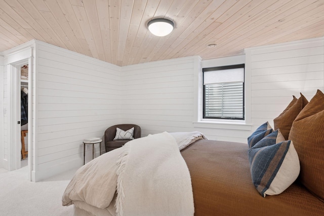5815 Howards Point Rd, Shorewood, MN 55331 - carpeted bedroom featuring wood ceiling and wooden walls