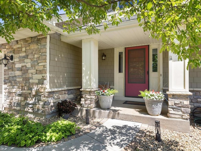 461 Dudley Ave, Shoreview, MN 55126 - entrance to property with covered porch and stone siding