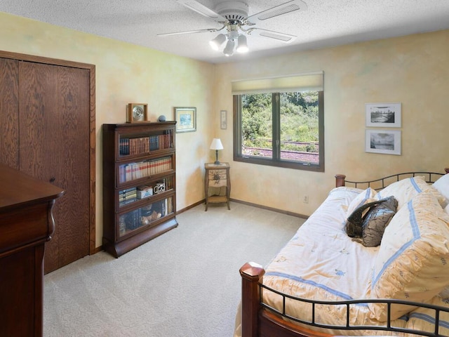 461 Dudley Ave, Shoreview, MN 55126 - bedroom featuring light colored carpet, a textured ceiling, and a ceiling fan