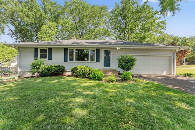 1111 Edgewater Ave, Arden Hills, MN 55112 - single story home with driveway, an attached garage, a chimney, and a front lawn