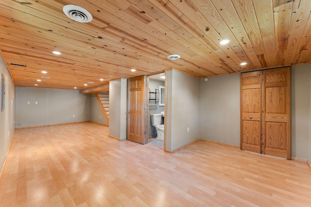 1111 Edgewater Ave, Arden Hills, MN 55112 - finished below grade area featuring wooden ceiling, light wood-type flooring, stairway, and recessed lighting