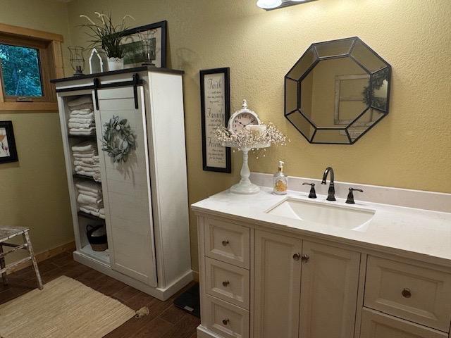1415 Riverside Dr NW Unit 1415, Baudette, MN 56623 - bathroom with vanity and wood finished floors