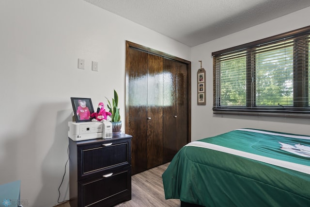 21 35th Ave NE, Fargo, ND 58102 - bedroom with light wood-type flooring, a closet, and a textured ceiling