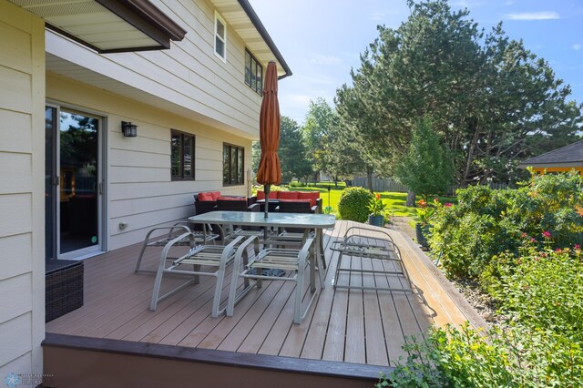 21 35th Ave NE, Fargo, ND 58102 - wooden deck featuring outdoor dining space
