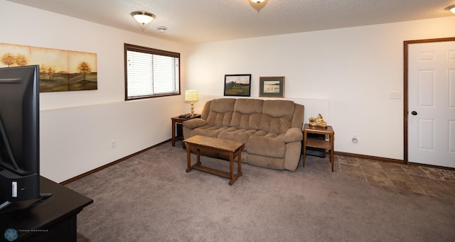 34 Cedar Dr, Mapleton, ND 58059 - living area featuring carpet flooring and a textured ceiling