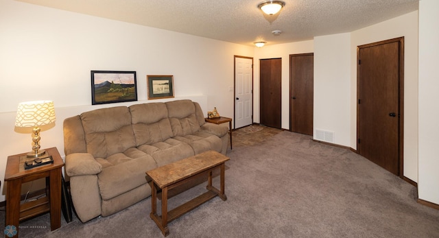 34 Cedar Dr, Mapleton, ND 58059 - carpeted living room featuring a textured ceiling and baseboards