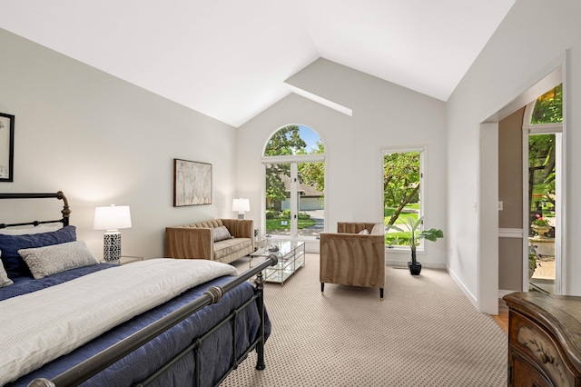 4803 Chantrey Pl, Minnetonka, MN 55345 - carpeted bedroom featuring high vaulted ceiling and baseboards