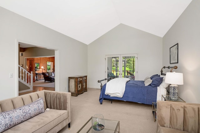 4803 Chantrey Pl, Minnetonka, MN 55345 - bedroom with french doors, multiple windows, vaulted ceiling, access to outside, and light colored carpet