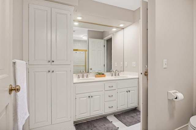 4803 Chantrey Pl, Minnetonka, MN 55345 - bathroom featuring double vanity and tiled shower