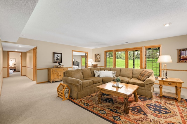 4803 Chantrey Pl, Minnetonka, MN 55345 - living room with a textured ceiling, light carpet, and recessed lighting