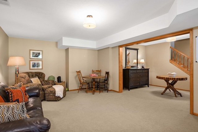 4803 Chantrey Pl, Minnetonka, MN 55345 - living room featuring carpet flooring and stairs