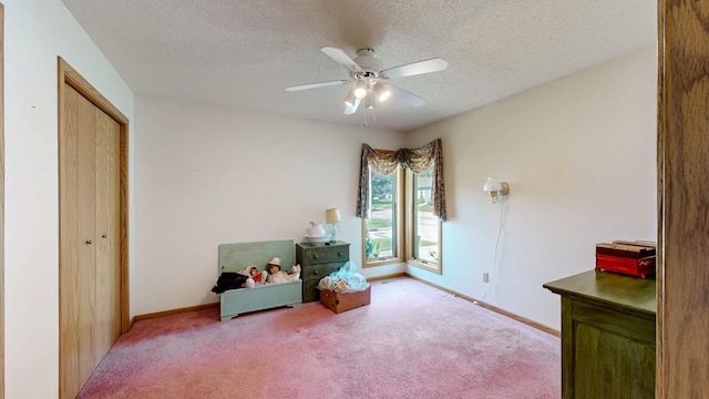 120 6th St SW, Chatfield, MN 55923 - sitting room with carpet, a textured ceiling, and a ceiling fan