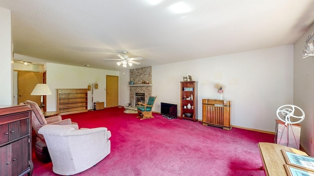 120 6th St SW, Chatfield, MN 55923 - sitting room featuring a ceiling fan, carpet, and a fireplace