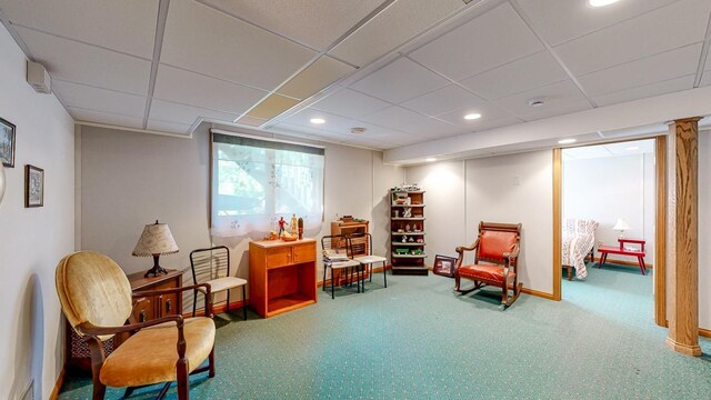120 6th St SW, Chatfield, MN 55923 - sitting room with carpet floors, a drop ceiling, and recessed lighting