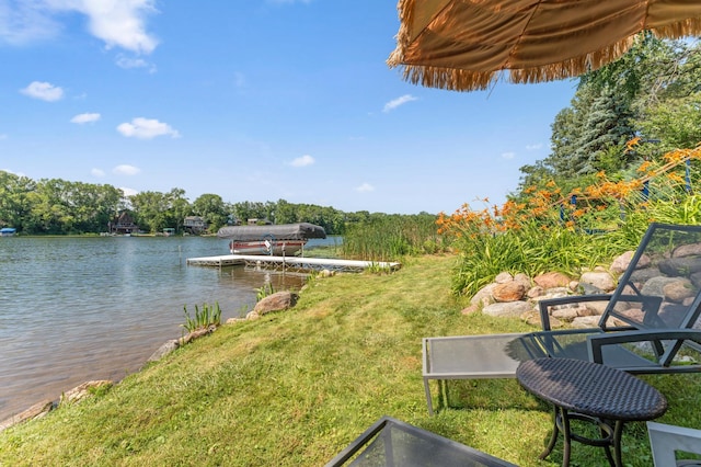 13491 80th St NW, Annandale, MN 55302 - view of grassy yard featuring a water view and a boat dock