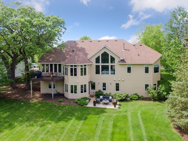 1656 Isabella Pkwy, Chaska, MN 55318 - rear view of property with a patio, an outdoor living space, roof with shingles, and stucco siding