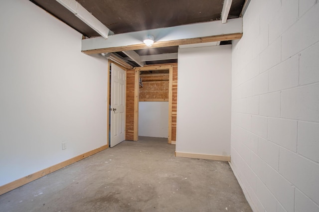 N6050 270th St, Lucas Twp, WI 54751 - unfinished below grade area with baseboards and concrete block wall