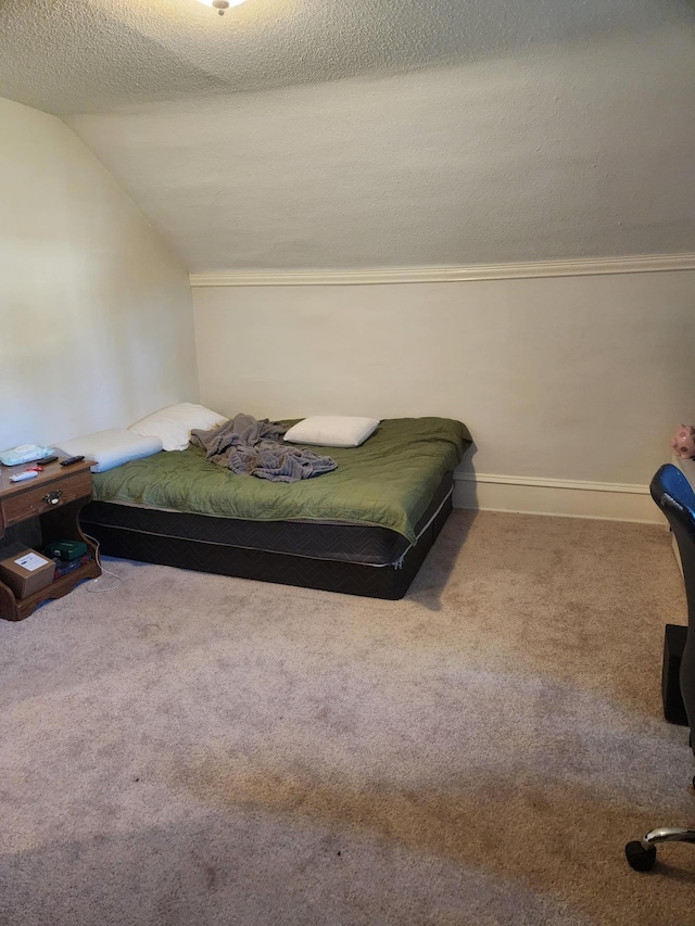 2611 Longfellow Ave, Minneapolis, MN 55407 - carpeted bedroom featuring lofted ceiling and a textured ceiling