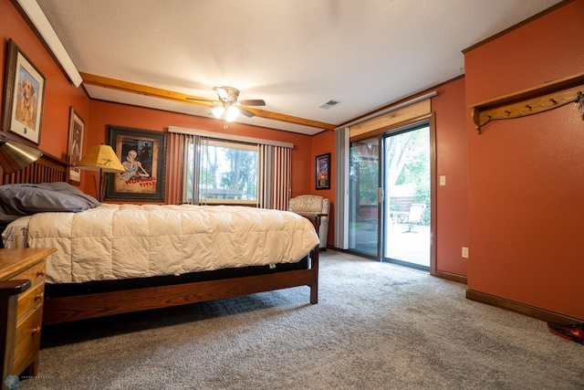 1606 5th St N, Fargo, ND 58102 - bedroom featuring access to outside, multiple windows, carpet, and a ceiling fan