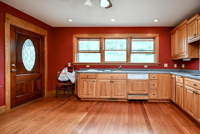 S3093 Baertsch Valley Rd, Cross Twp, WI 54629 - kitchen with dishwasher and hardwood / wood-style floors