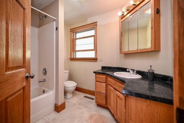 S3093 Baertsch Valley Rd, Cross Twp, WI 54629 - bathroom featuring vanity,  shower combination, and tile patterned floors
