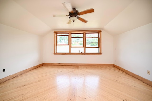 S3093 Baertsch Valley Rd, Cross Twp, WI 54629 - bonus room with vaulted ceiling, light wood-style flooring, and a ceiling fan