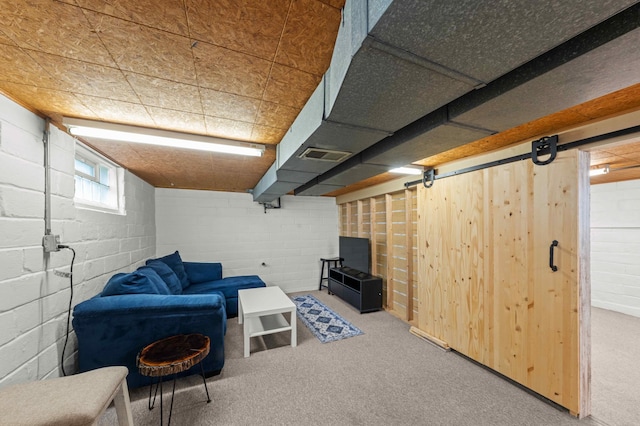 4334 Thomas Ave N, Minneapolis, MN 55412 - below grade area featuring carpet flooring and concrete block wall