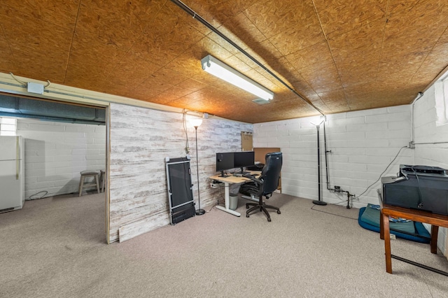 4334 Thomas Ave N, Minneapolis, MN 55412 - office area featuring carpet and concrete block wall