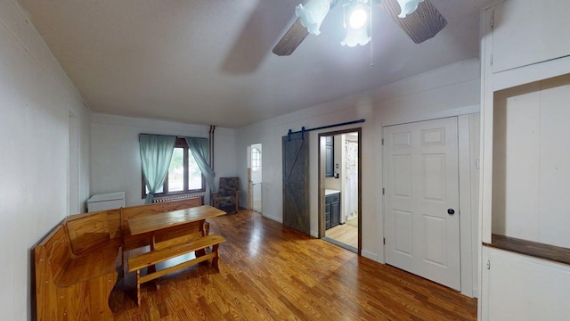 500 Main Ave, Lafayette, MN 56054 - sitting room featuring ceiling fan, light wood finished floors, and a wood stove